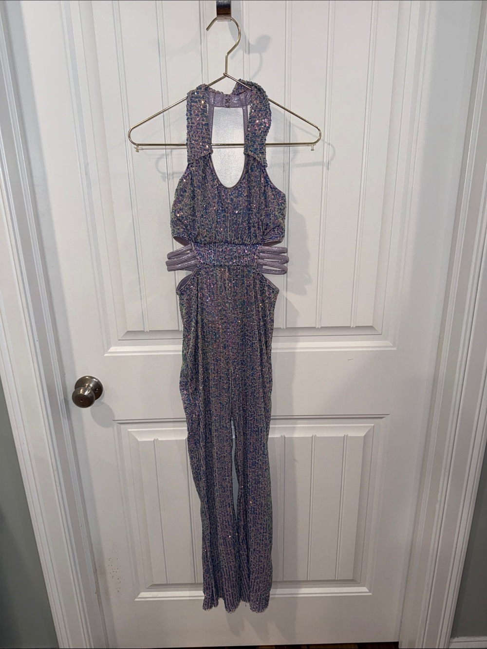 Lavender Sequin Halter Jumpsuit